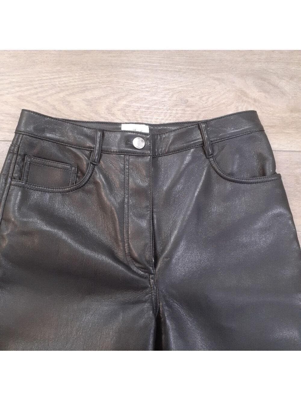 NWOT Wilfred Melina Straight Leg Vegan Leather Pant in Black - Picture 2 of 9